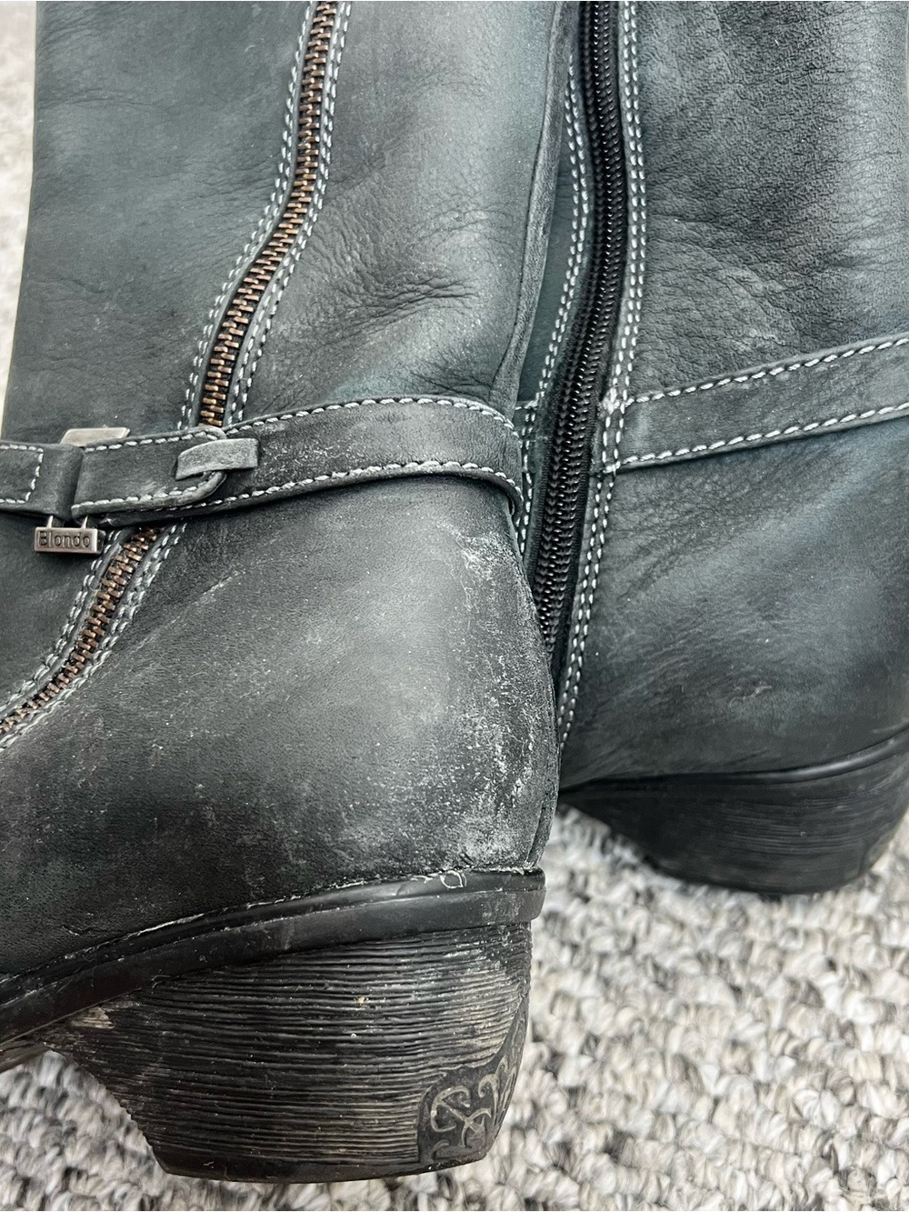 Blondo deep charcoal grey green old money tall waterproof leather boots 7 - Picture 9 of 15
